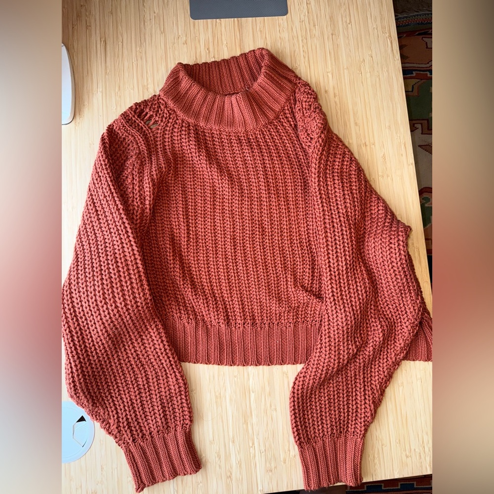 Chunky Turtleneck Pullover Sweater - Rust - image 1